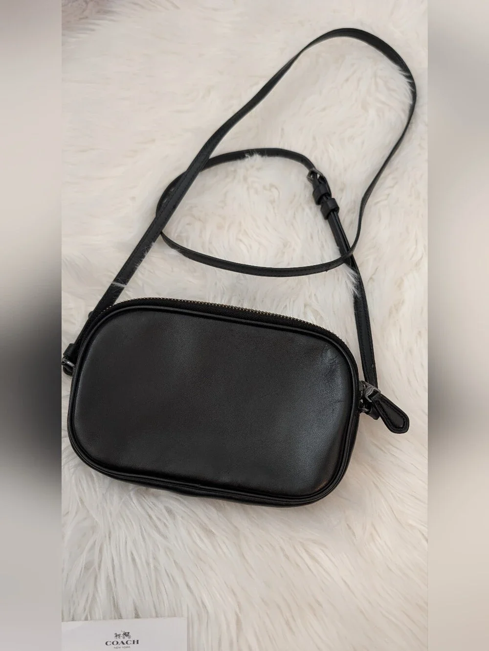 Coach Black Leather Floral Appliqué Small Crossbody